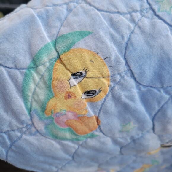 Looney Tunes Space Neighbors Blue Baby Blanket Quilt Bugs Tweety Sylvester - Picture 6 of 9
